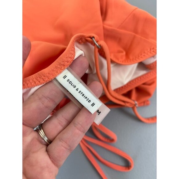 Solid & Striped women's medium orange one piece swimsuit keyhole cutout front - Picture 5 of 6